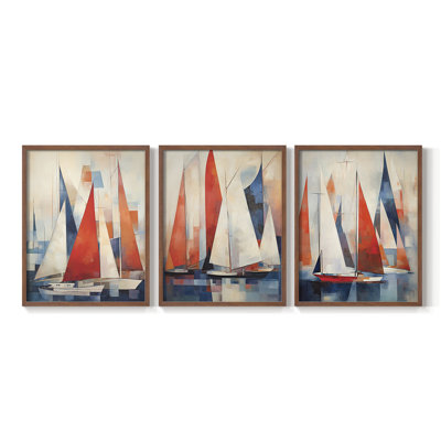 Série Sea and Shore XCI - Ensemble de 3 estampes numériques - Prêt à accrocher