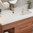 35.4" Modern Bathroom Single Vanity With Ceramic Sink, Rubbed Bronze Handles, 2 Drawers & Open Shelves, Walnut