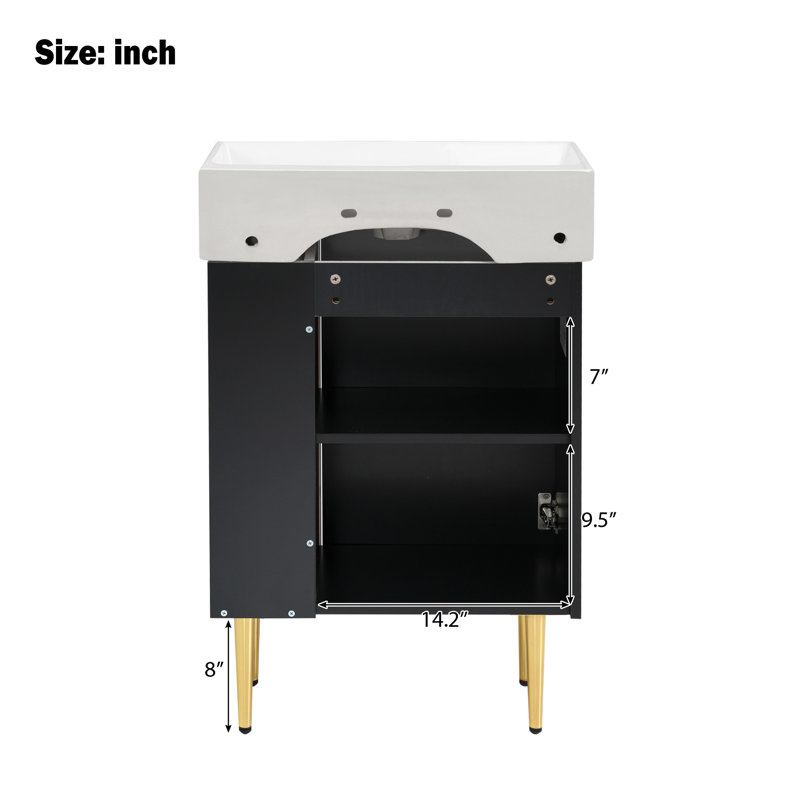 Meuble-lavabo, armoire combinée, armoire de rangement pour salle de bain, lavabo simple, rangement sur le côté droit, Noir