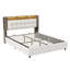 EU Double/King Ottoman Bed With Bookcase Headboard, Storage Frame With LED Lights & Wireless Charging, White & Oak Effect-544472610