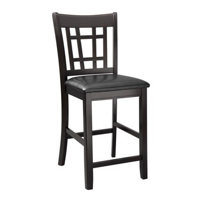 Chaises à hauteur de comptoir 2 pièces, finition cerisier foncé, revêtement en similicuir, mobilier de salle à manger, capacité de poids de 250 lb, tissu de couleur noire, chaises de profondeur de 43,25 po