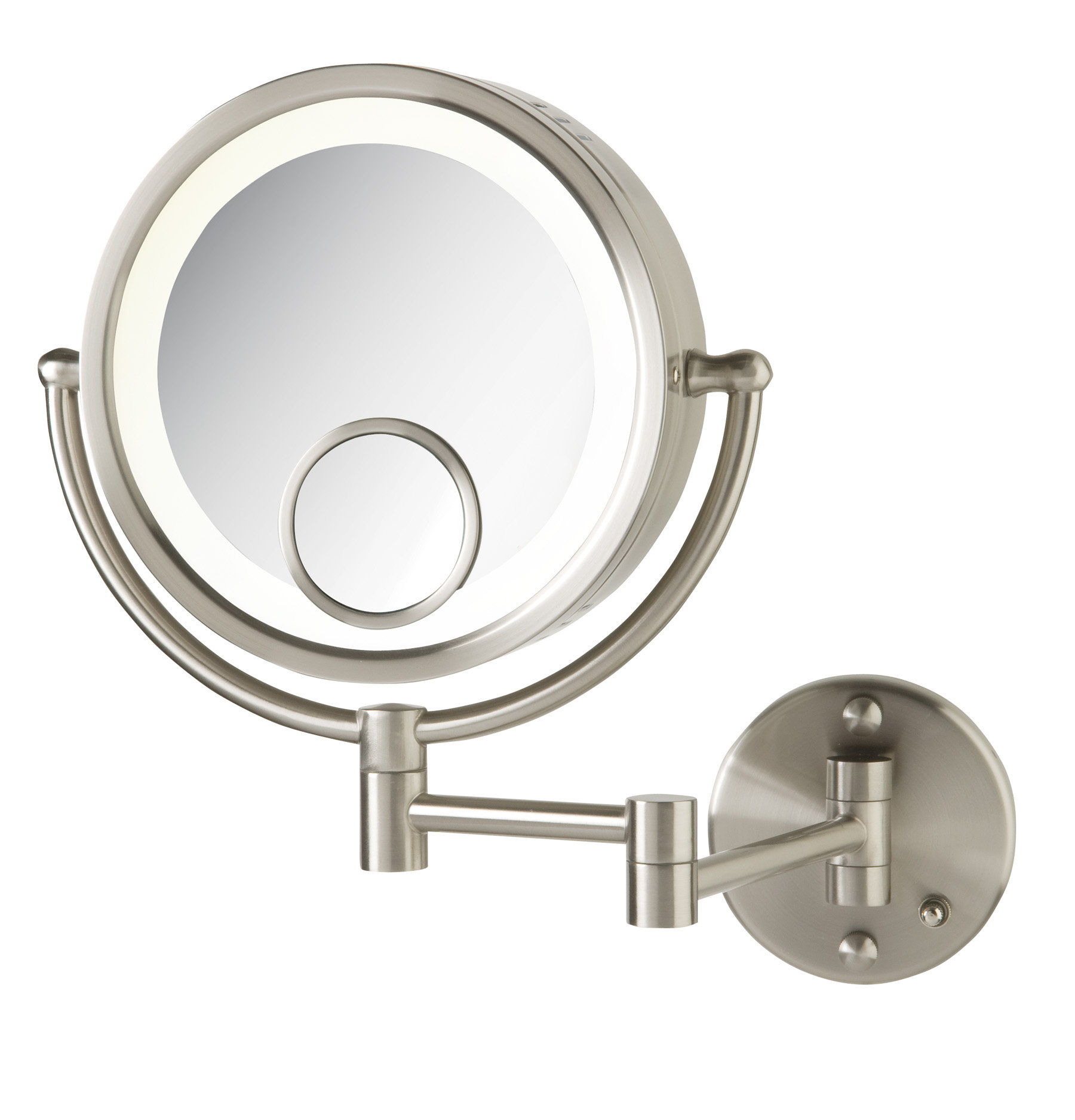 Symple Stuff Warthen 8.5" Lighted Wall Mount Magnified Makeup Mirror ...