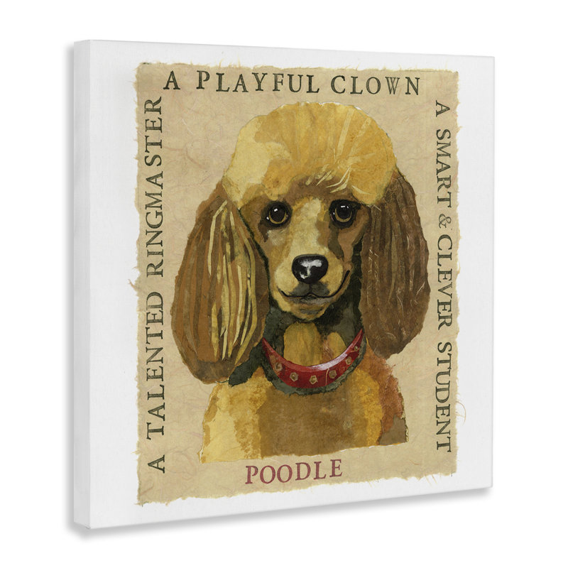 "Fun Poodle Pet", art mural sur toile par Nancy Overton, H 17 po x l 17 po