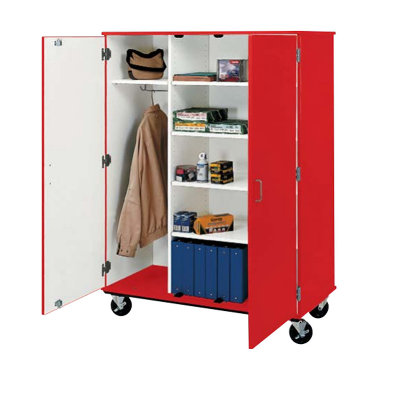 Armoire de salle de classe à 6 compartiments avec roulettes, Rouge tulipe