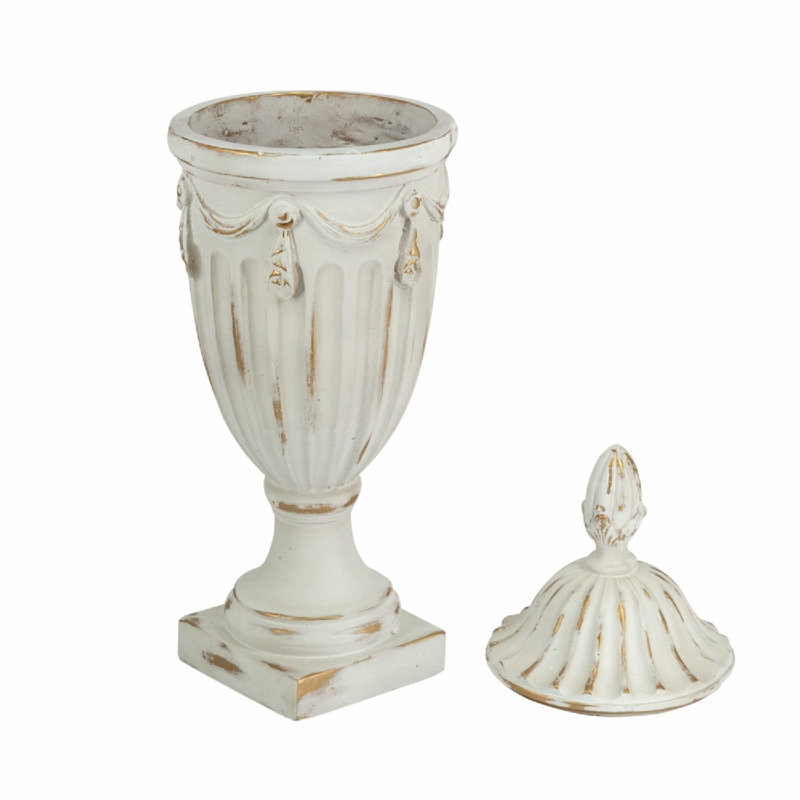 Pedestal Vase with Lid - 8.5x8.5x17"