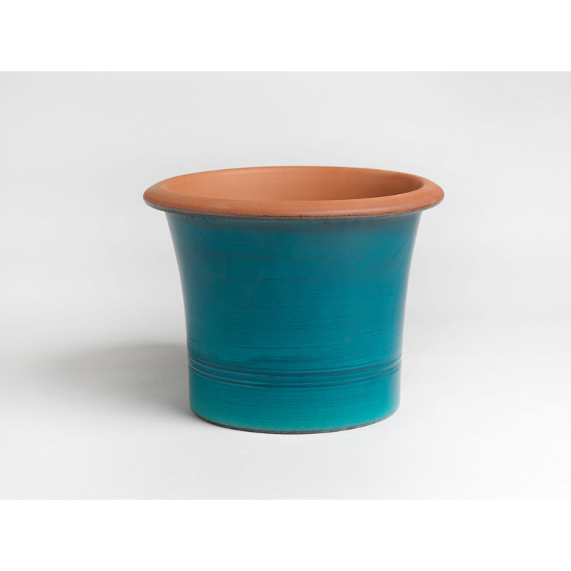 Flared Planter, 34" H x 36" W x 36" D, Turquoise Green/Orange