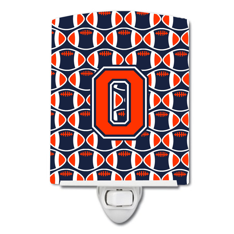Veilleuse football en céramique, Orange / bleu / blanc, O