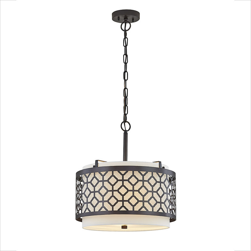 Luminaire suspendu tambour 2 lumières Alondra, Bronze