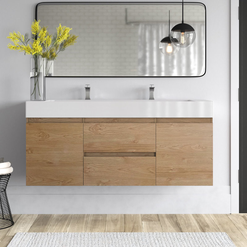 Babajide Bathroom Vanity with Acrylic Top, Glossy Black