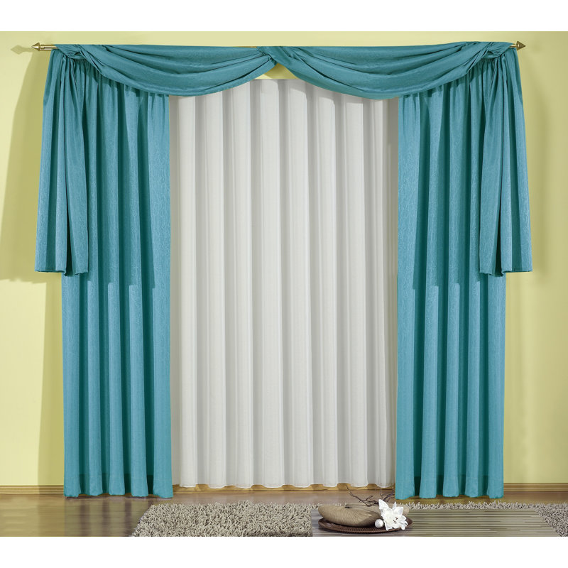 Friedland Synthetic Pencil Pleat Curtain Pair, opaque, 132cm Width x 175cm Drop, Turquoise