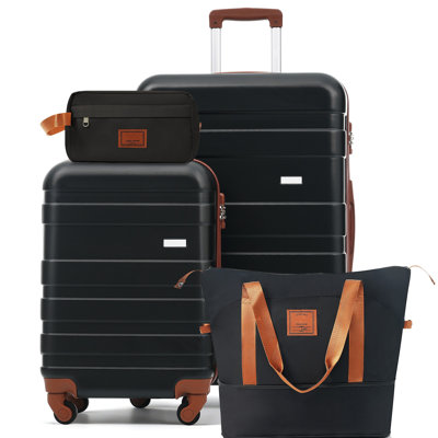 Ensemble de bagages 4 pièces - Valise à carreaux 20 po, valise à carreaux 28 po avec sac de toilette TSA