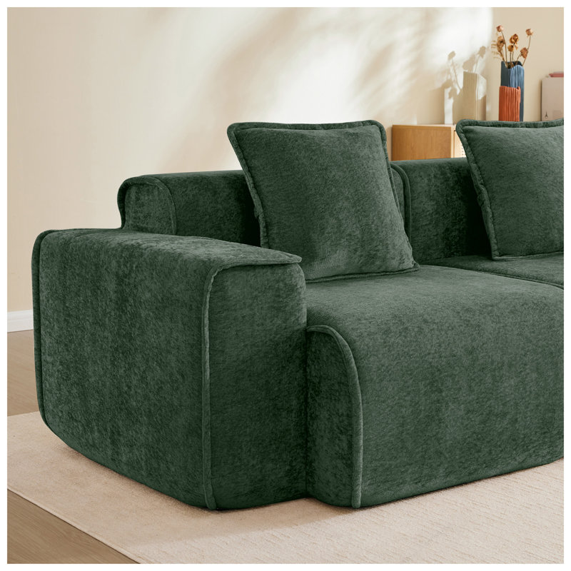 Canapé modulaire en velours 4 places l 138,58 po x P 38,2 po x H 31,1 po