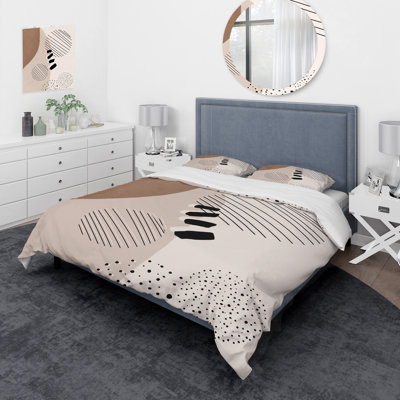 Formes géométriques abstraites dans des tons de terre II - ensemble de housse de couette moderne - microfibre de polyester