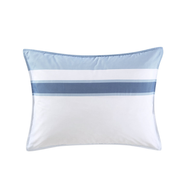 Full Blue Cotton Reversible Comforter Set with Shams