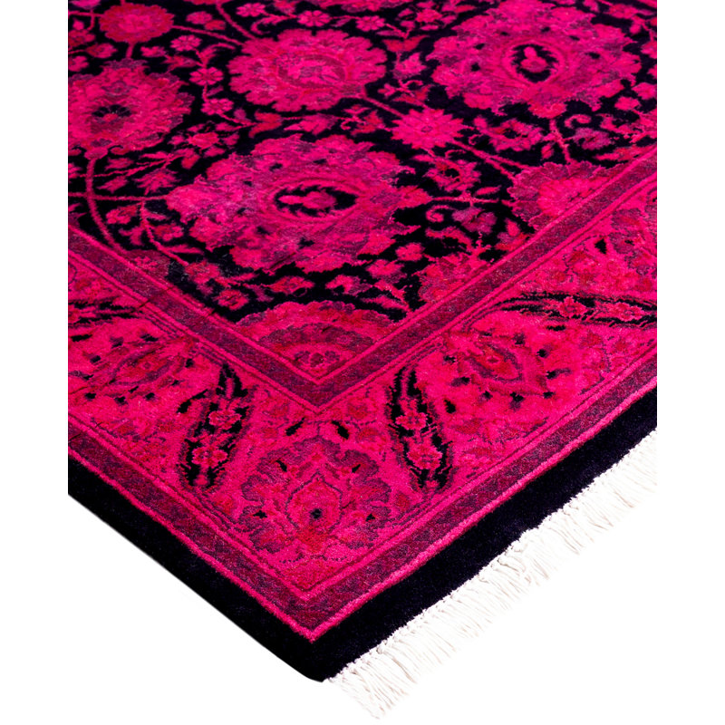 Overdyed Hand-Knotted Wool Modern-Contemporary Pink Runner 2' 7" x 6' 5"