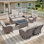Ensemble de mobilier d'extérieur 7 pièces avec chaises pivotantes et table basse 7 pièces