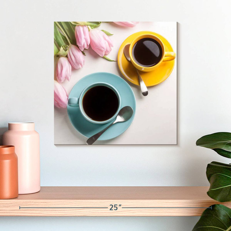 Yarlin café et tulipes, H 16 po x l 16 po