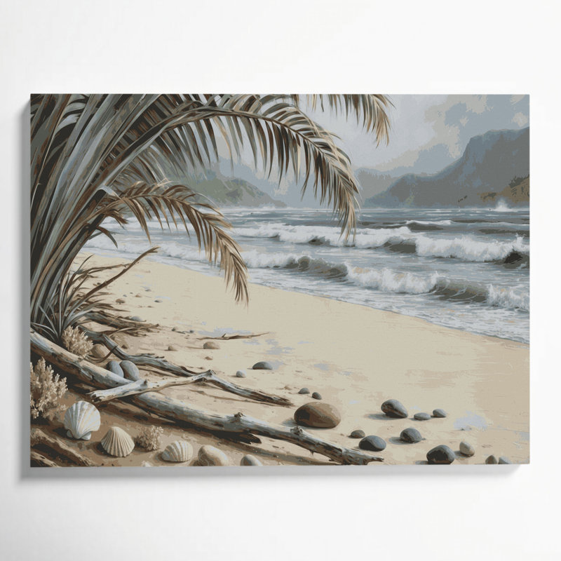 «Hawaiian Beach Neutrals», art mural sur toile grise, H 24 po x l 36 po