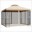 Pavillon de jardin 10 pi x 10 pi avec tablettes d'angle, abri de jardin avec moustiquaire et toit ventilé Outsunny pour jardin, pelouse, cour et terrasse