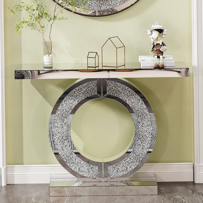 Console, table d'appoint en miroir pour le salon, Argent