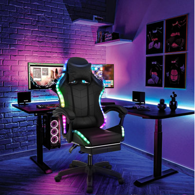 Inbox Zero Adjustable Swiveling PC & Racing Game Chair in Black
