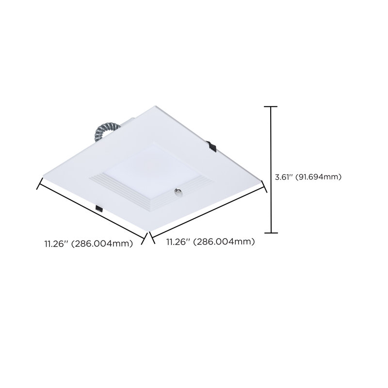 38W Field Selectable LED 10-Inch Commercial Downlight Dual Dimming Integrated Emergency Driver Square 120-277V