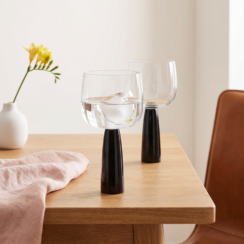 Peri 17oz. Glass Gin Balloon Glass Stemware Set, Black
