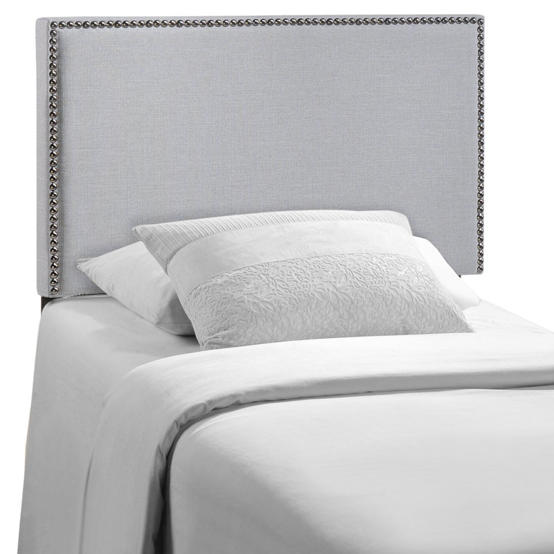 Tête de lit tapissier cloutée, Gris, Simple