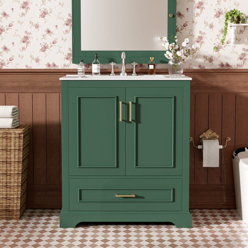 Meuble-lavabo 30 po avec lavabo, 30", Vert