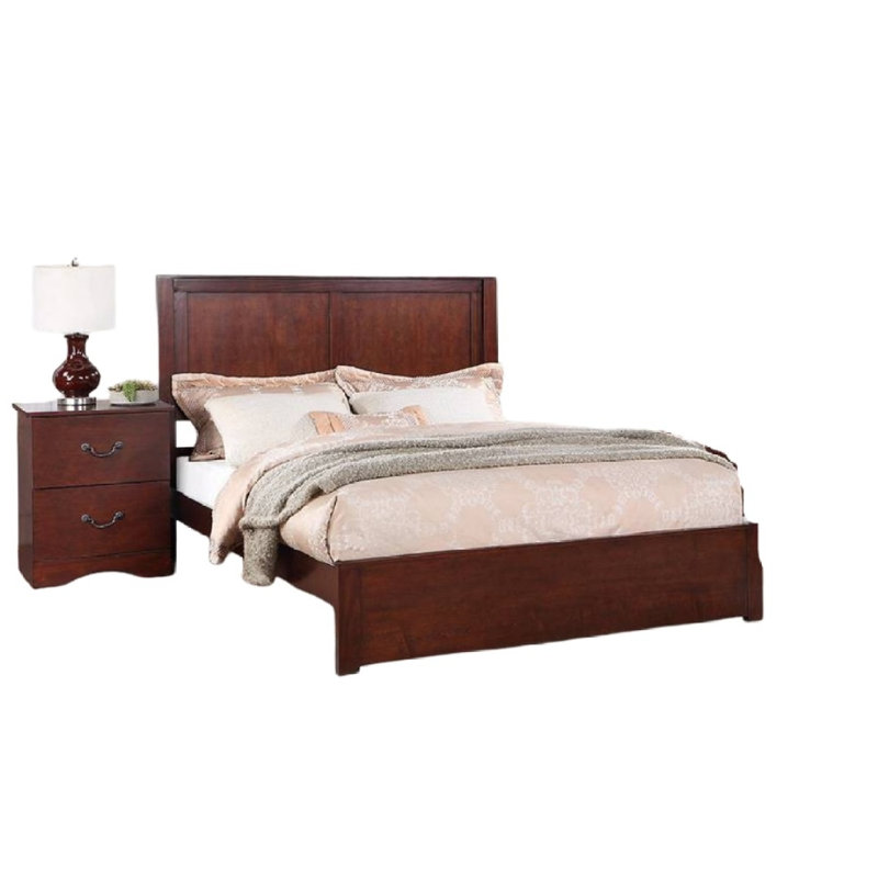 1pc Eastern King Size Bed Two Panel Headboard Cherry Finish Bedroom Furniture