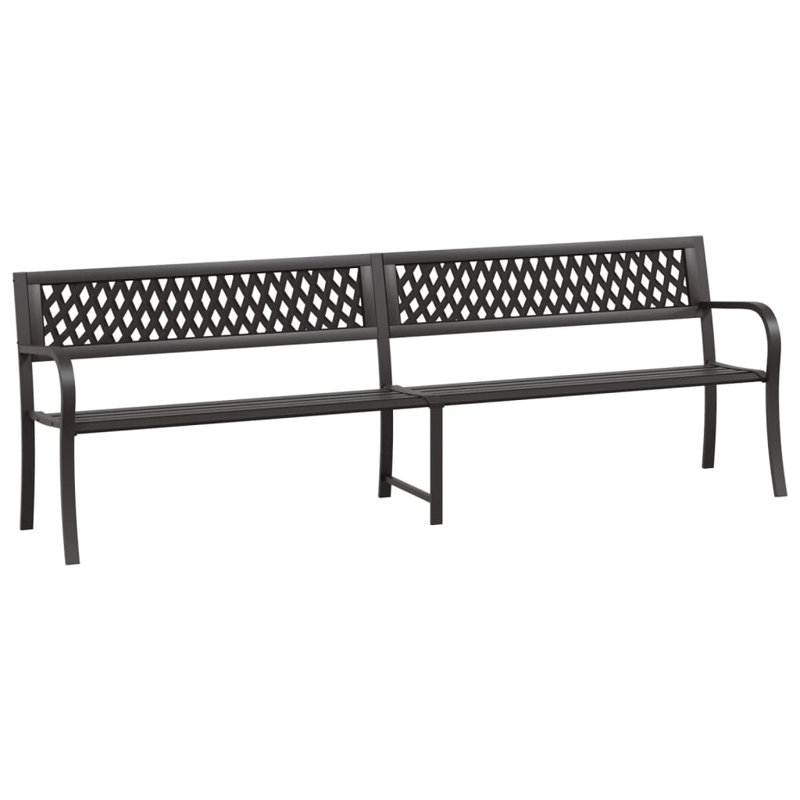 Banc de jardin en acier Zailey, Noir, H 30,3 po x l 96,9 po x P 22,8 po