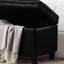 Banc à boutons noir. Fabrication en bois. Rangez les oreillers et les couvertures. Sièges confortables. 45 po x 18 po x H 18 po. Outils d'assemblage pour hall d'entrée rembourré avec détails. Similicuir noir, pieds en bois. Pour-474723126