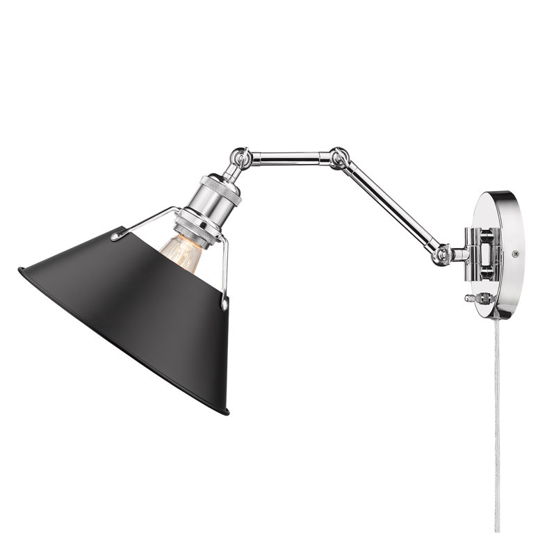 Lampe murale avec bras pivotant à 1 lumière Weatherford, Noir mat, Chrome