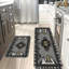 Tapis de cuisine tribal noir et gris, 2 tapis rétro pour cuisine et chalet