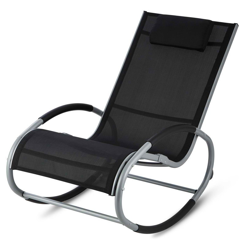 Metal Outdoor Chair, Grey/Black, Black