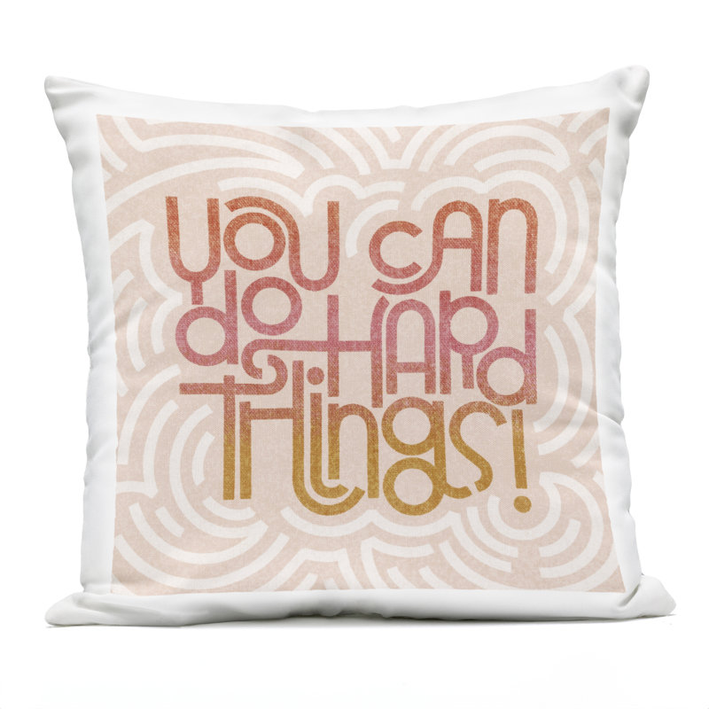 Coussin d'extérieur Pastel You Can Do Hard Things Design par Sarah Hickman