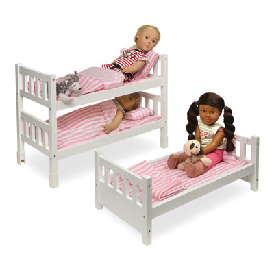 1-2-3 Convertible Doll Bunk Bed with Bedding