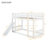 Floor Bunk Bed, Playhouse Floor Bunk Bed With Climbing Ramp, Ladder, Safety Guardrails-1528939996