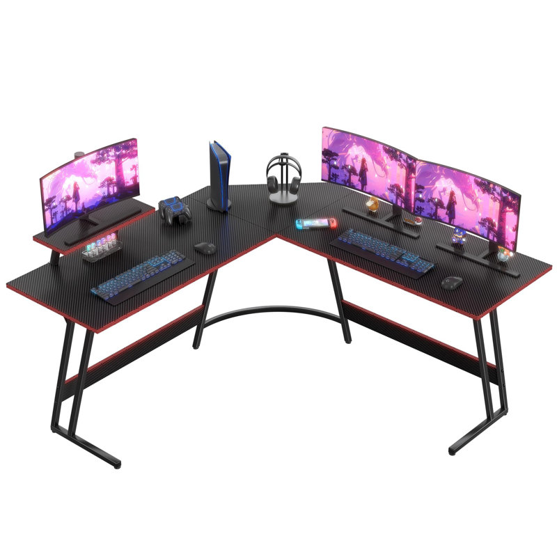 L Shaped Corner Computer Desk, 29" H x 66" W x 66" D, Black
