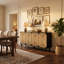 Buffet 59 po avec 5 pieds en bois massif, noir / naturel