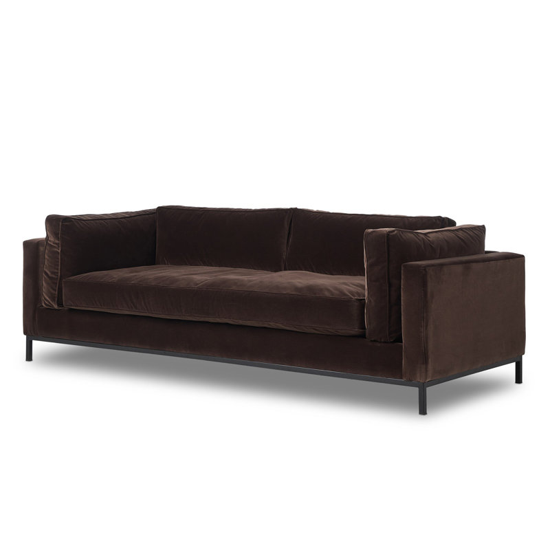 Renessa 92" Square Arm Sofa with Reversible Cushions, Surrey Cocoa Cotton Blend