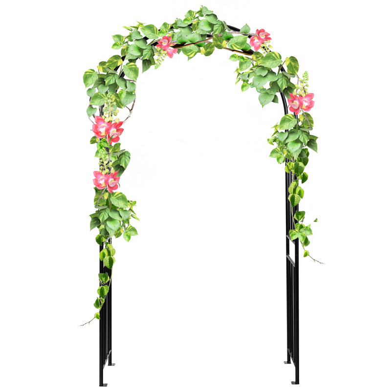 Afkar 121cm W x 44cm D Metal Garden Arches in Black