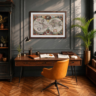 Vintage World Map Vol.2 by Henricus Hondius Ii - Framed Print