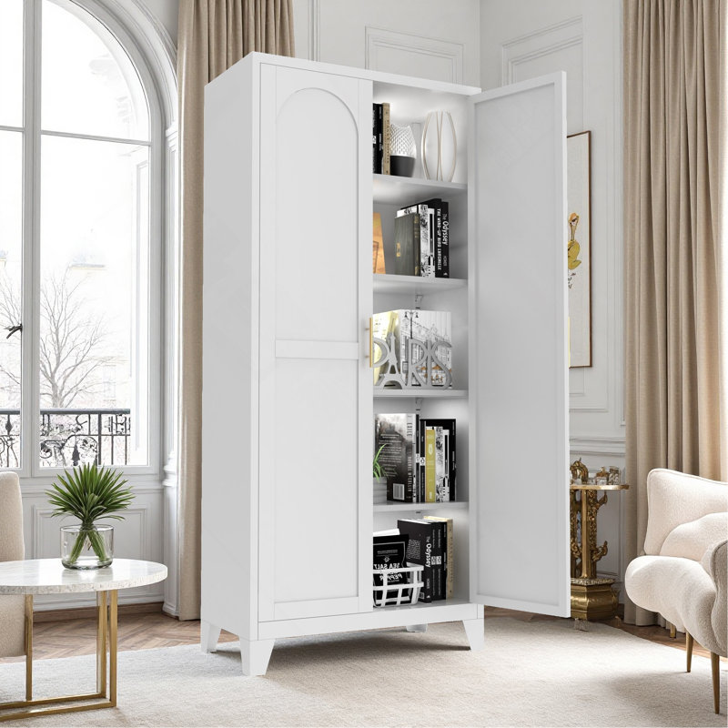Garde-manger 71 po en métal avec tablettes réglables, portes doubles, noir - idéal pour la cuisine, le salon ou la chambre à coucher