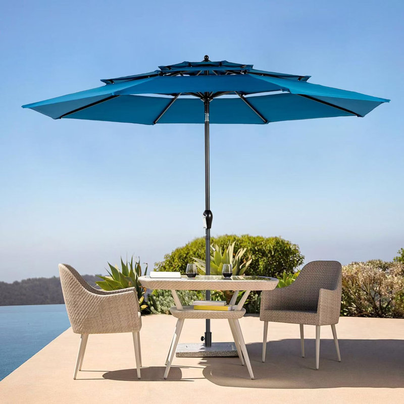 Parasol de marché inclinable 115,75 po, Bleu