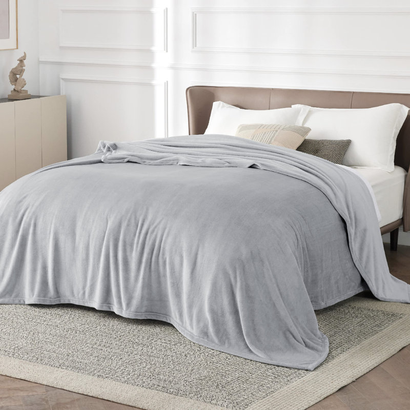 Couvertures douillettes et douillettes pour lit, canapé, canapé, voyage, camping, Gris clair, L 102 po x L 96 po