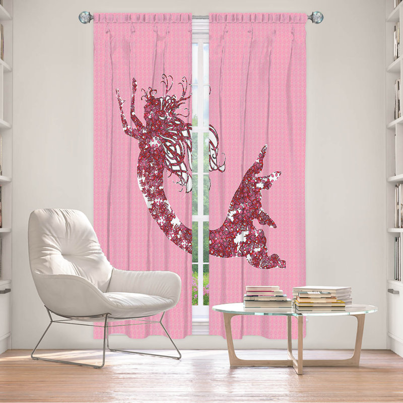 Paire de rideaux obscurcissant en polyester Rossy, L 20 po x L 82 po, Foncé / rose / blanc