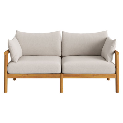 Eleni Outdoor Teak Wood Loveseat in Natural Sail