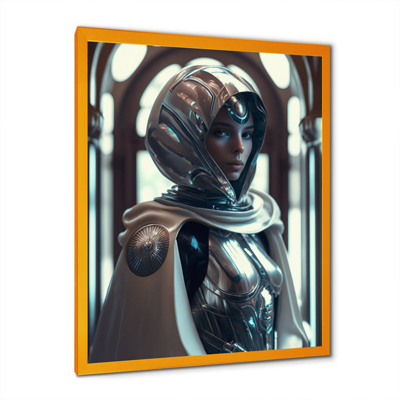 " Futuristic Robot Woman III ", Gold, 32" H x 16" W x 1" D