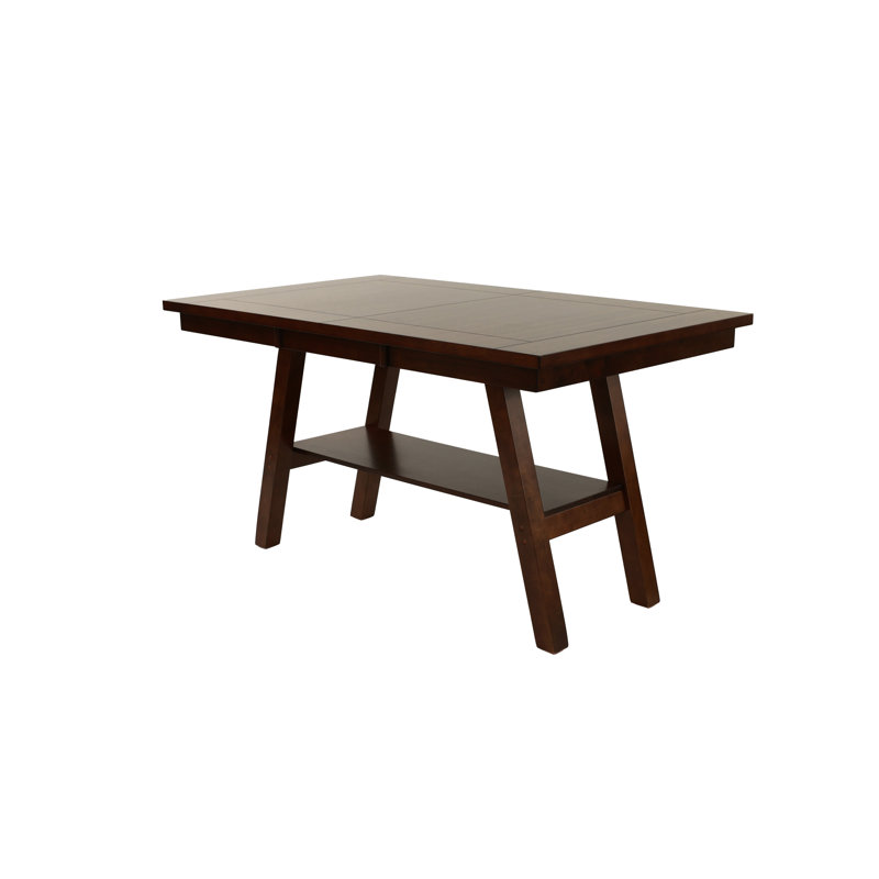 Table de salle à manger rectangulaire à hauteur de comptoir, en noyer foncé, fabriquée en bois d'hévéa, structure rectangulaire